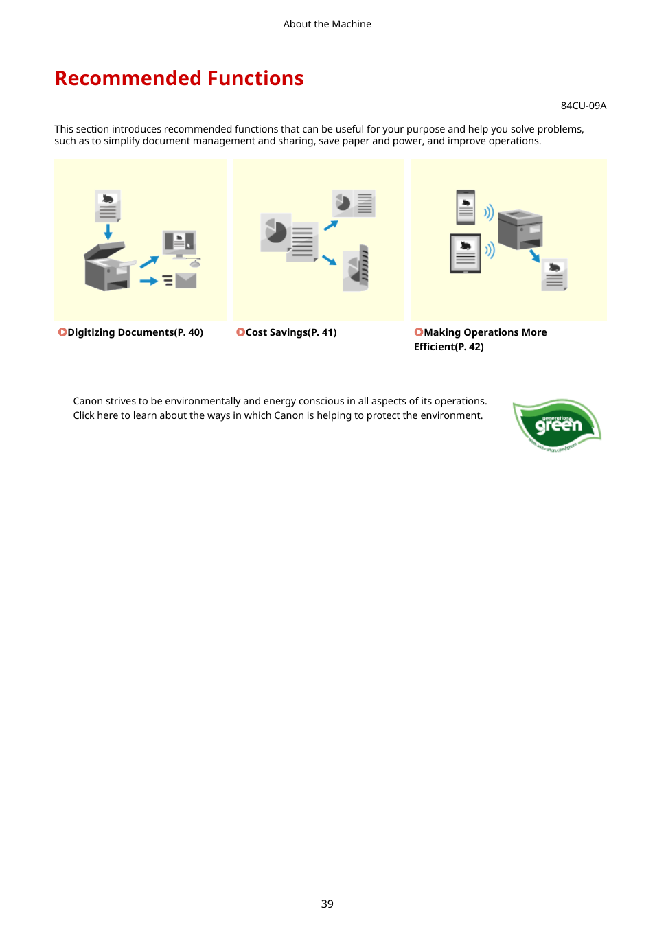 Recommended functions, Recommended functions(p. 39) | Canon imageCLASS MF753Cdw Multifunction Wireless Color Laser Printer User Manual | Page 49 / 801