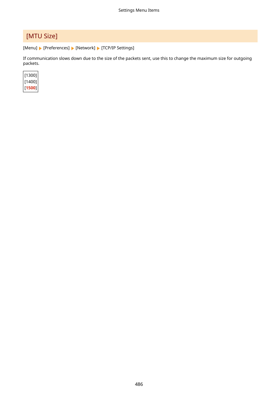 Mtu size](p. 486), Mtu size | Canon imageCLASS MF753Cdw Multifunction Wireless Color Laser Printer User Manual | Page 496 / 801