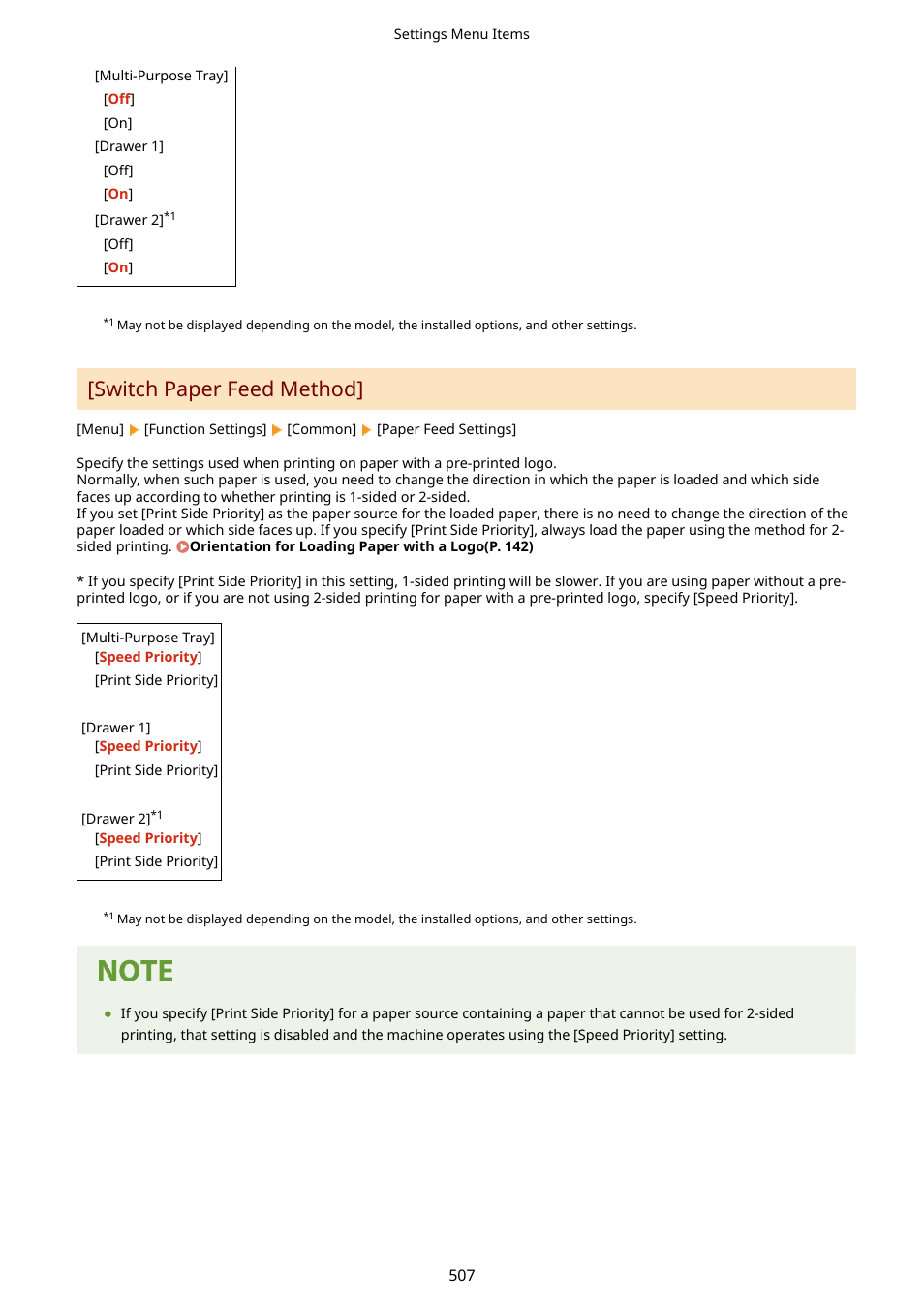 Switch paper feed method](p. 507), Switch paper feed method | Canon imageCLASS MF753Cdw Multifunction Wireless Color Laser Printer User Manual | Page 517 / 801