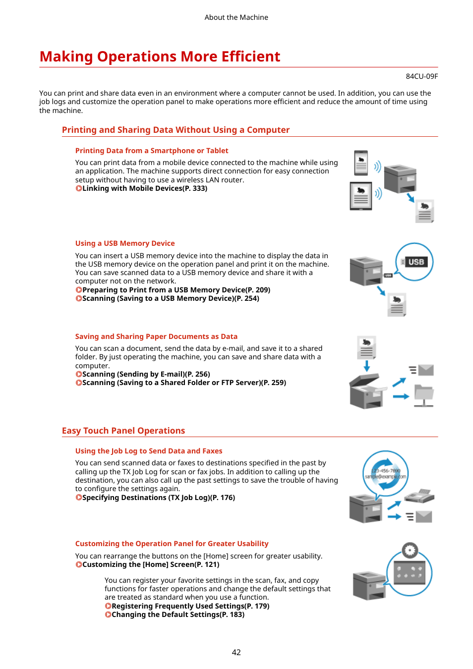 Making operations more efficient, Making operations more, Efficient(p. 42) | Canon imageCLASS MF753Cdw Multifunction Wireless Color Laser Printer User Manual | Page 52 / 801