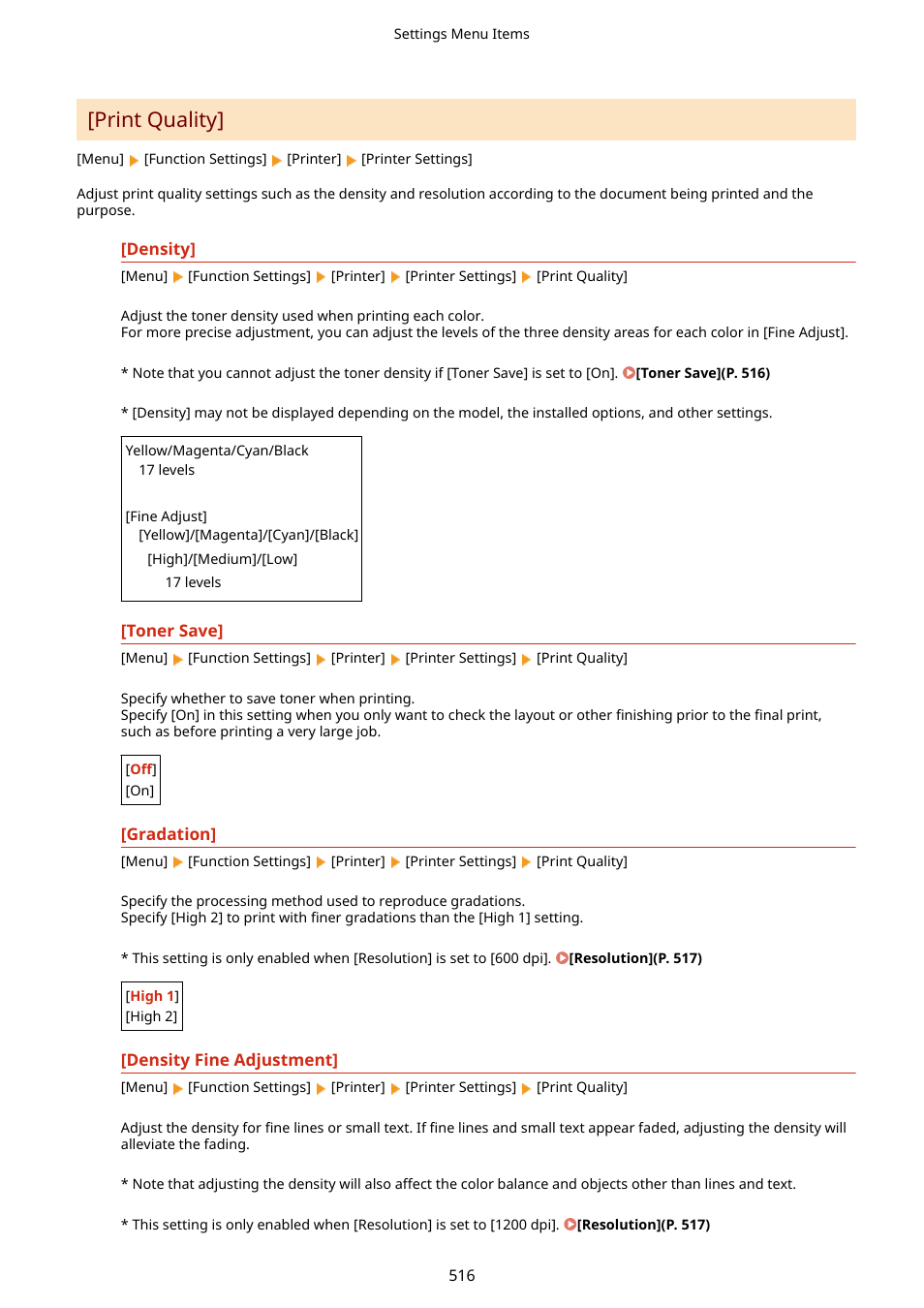 Print quality](p. 516), Print quality | Canon imageCLASS MF753Cdw Multifunction Wireless Color Laser Printer User Manual | Page 526 / 801