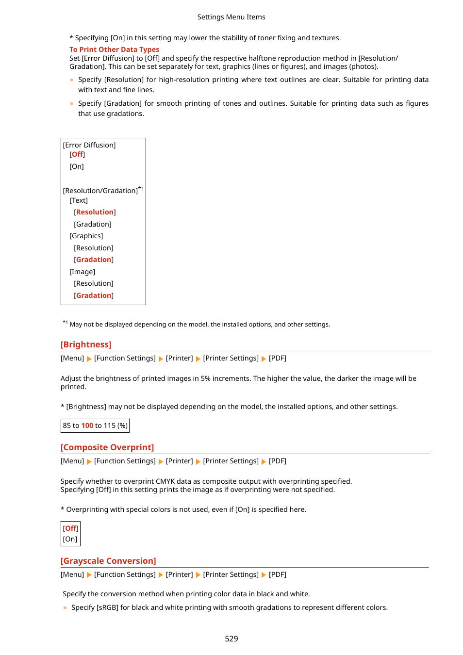 Grayscale conversion](p. 529) | Canon imageCLASS MF753Cdw Multifunction Wireless Color Laser Printer User Manual | Page 539 / 801