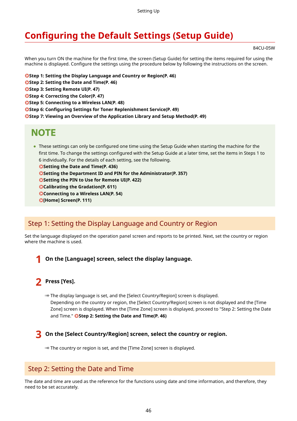 Configuring the default settings (setup guide) | Canon imageCLASS MF753Cdw Multifunction Wireless Color Laser Printer User Manual | Page 56 / 801