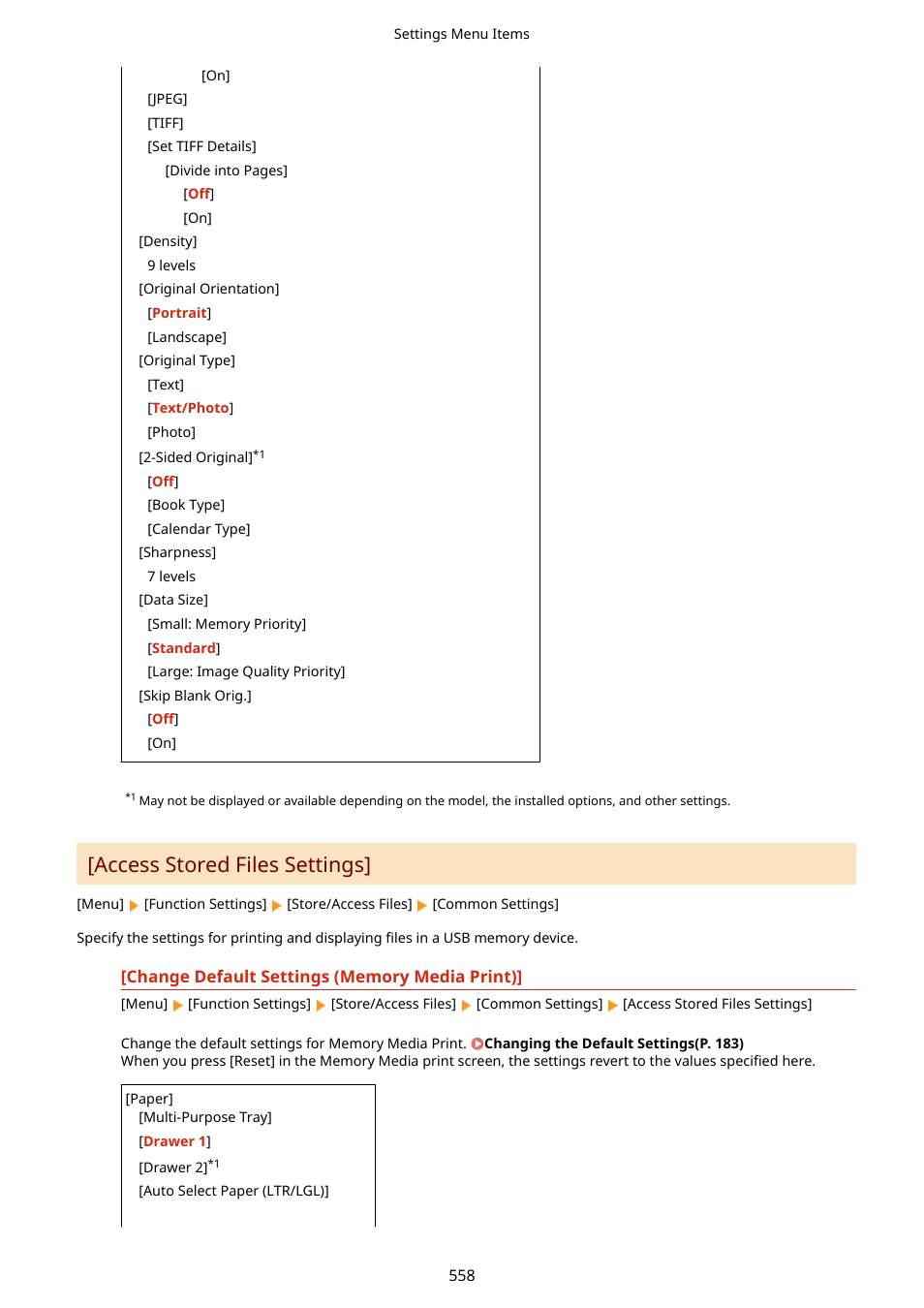 Access stored files settings](p. 558), Access stored files settings | Canon imageCLASS MF753Cdw Multifunction Wireless Color Laser Printer User Manual | Page 568 / 801