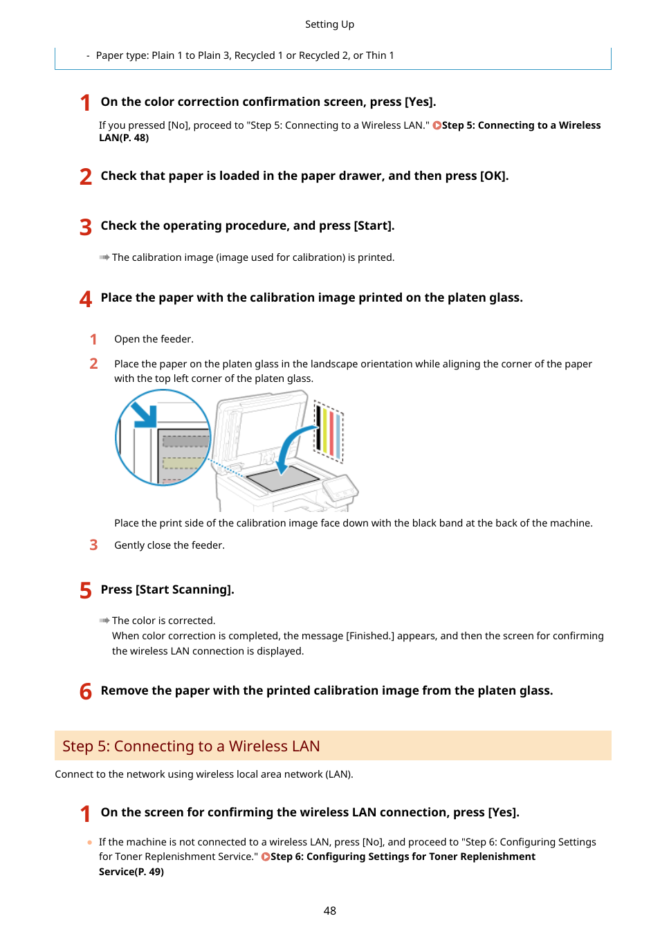 Step 5: connecting to a wireless lan(p. 48) | Canon imageCLASS MF753Cdw Multifunction Wireless Color Laser Printer User Manual | Page 58 / 801