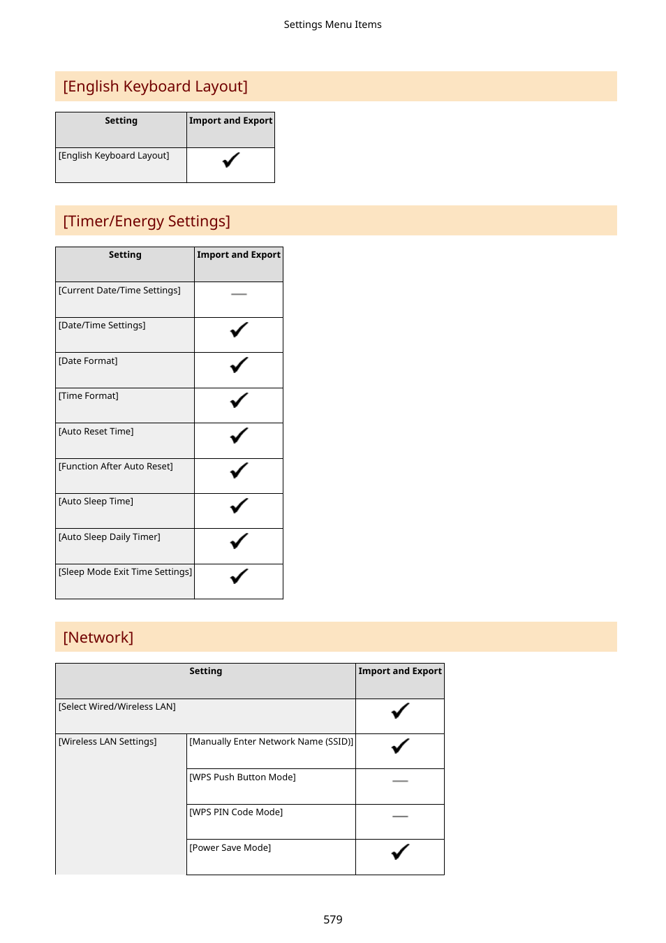 English keyboard layout, Timer/energy settings, Network | Canon imageCLASS MF753Cdw Multifunction Wireless Color Laser Printer User Manual | Page 589 / 801