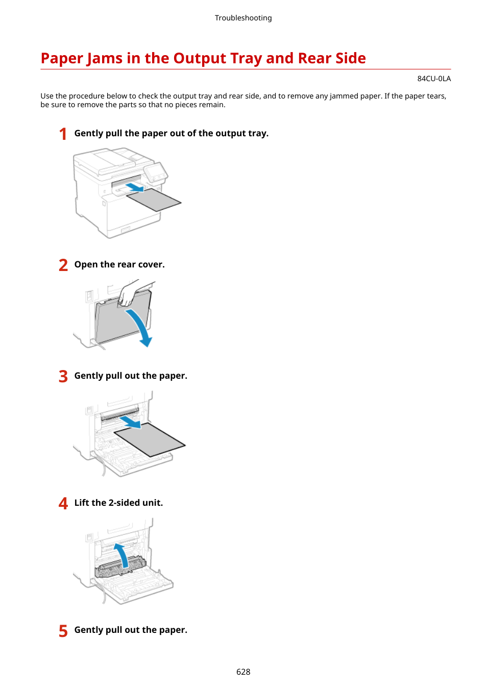 Paper jams in the output tray and rear side | Canon imageCLASS MF753Cdw Multifunction Wireless Color Laser Printer User Manual | Page 638 / 801