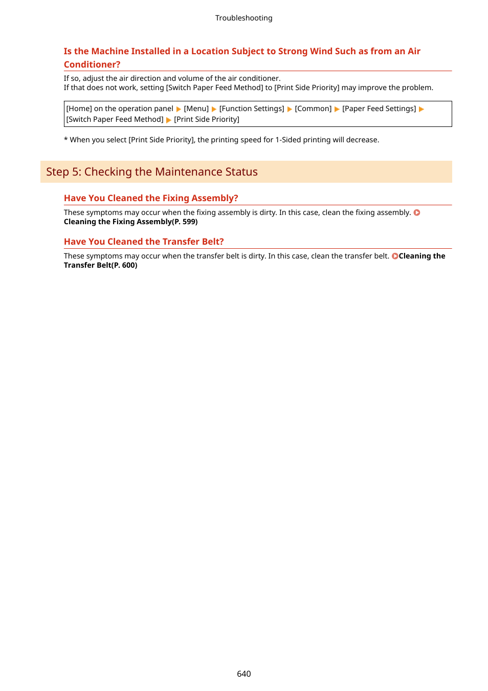 Step 5: checking the maintenance status(p. 640), Step 5: checking the maintenance status | Canon imageCLASS MF753Cdw Multifunction Wireless Color Laser Printer User Manual | Page 650 / 801