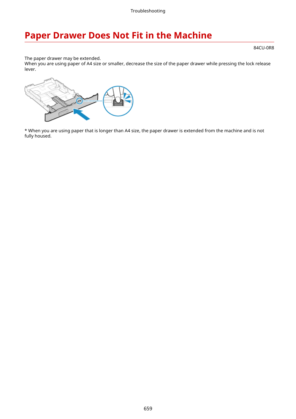 Paper drawer does not fit in the machine, Paper drawer does not fit in the machine(p. 659) | Canon imageCLASS MF753Cdw Multifunction Wireless Color Laser Printer User Manual | Page 669 / 801