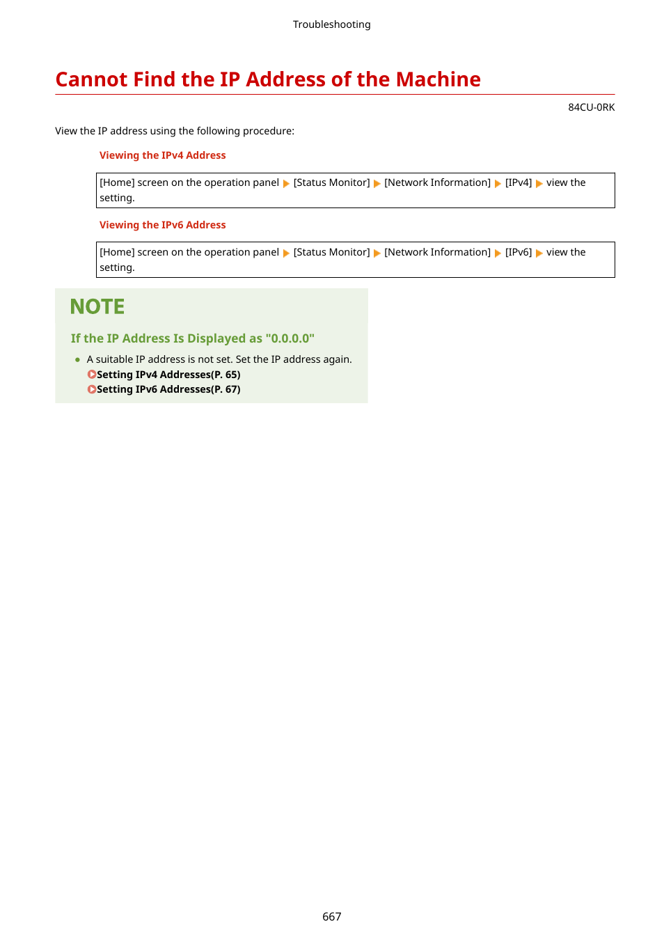 Cannot find the ip address of the machine, Cannot find the ip address of the machine(p. 667) | Canon imageCLASS MF753Cdw Multifunction Wireless Color Laser Printer User Manual | Page 677 / 801