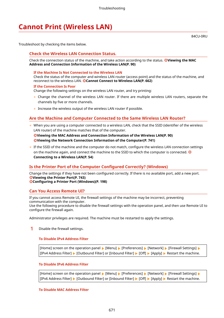 Cannot print (wireless lan), Cannot print (wireless lan)(p. 671) | Canon imageCLASS MF753Cdw Multifunction Wireless Color Laser Printer User Manual | Page 681 / 801