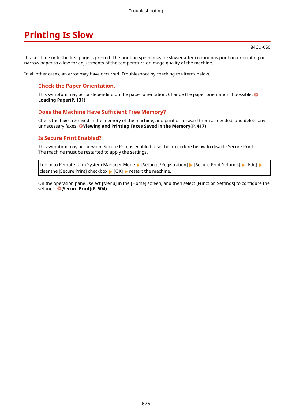 Printing is slow, Printing is slow(p. 676) | Canon imageCLASS MF753Cdw Multifunction Wireless Color Laser Printer User Manual | Page 686 / 801