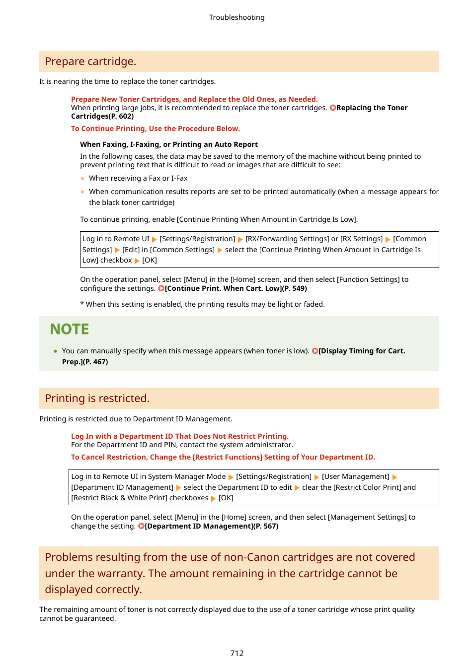 Prepare cartridge, Printing is restricted | Canon imageCLASS MF753Cdw Multifunction Wireless Color Laser Printer User Manual | Page 722 / 801