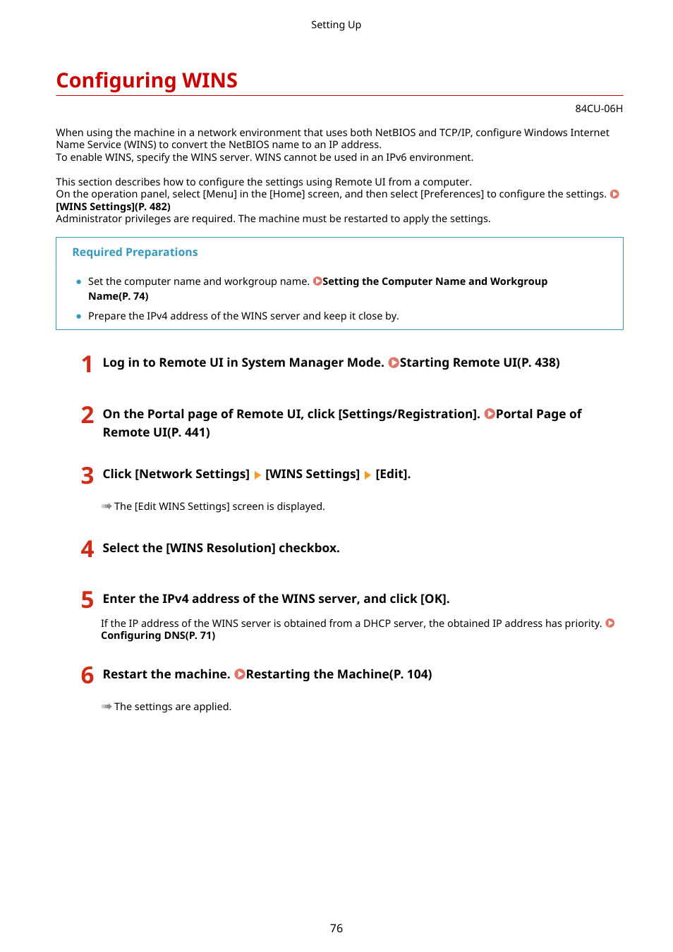 Configuring wins, Configuring wins(p. 76) | Canon imageCLASS MF753Cdw Multifunction Wireless Color Laser Printer User Manual | Page 86 / 801