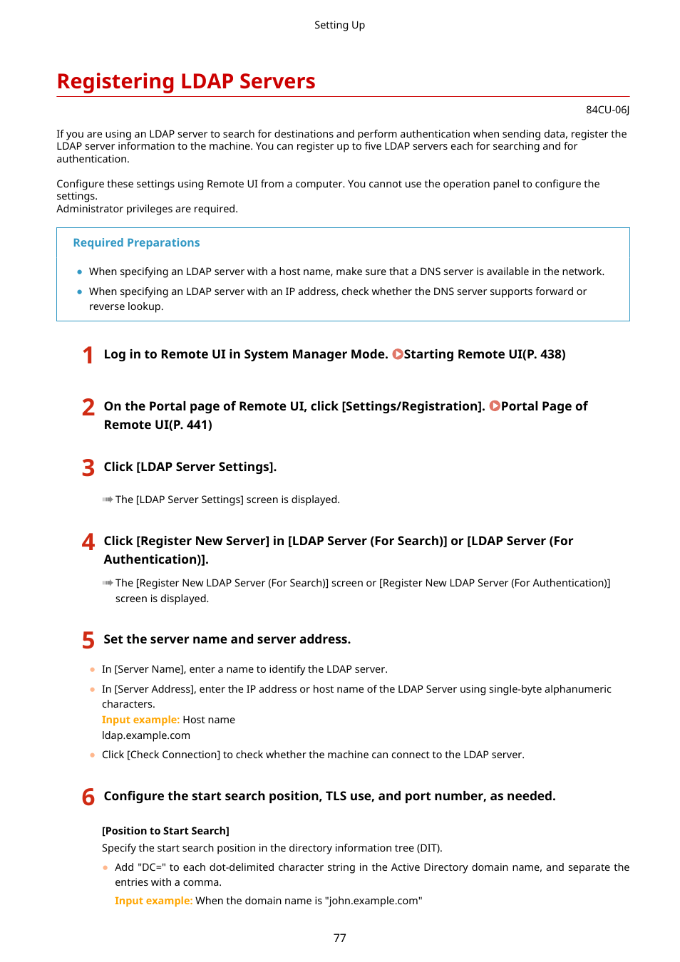 Registering ldap servers, Registering ldap servers(p. 77) | Canon imageCLASS MF753Cdw Multifunction Wireless Color Laser Printer User Manual | Page 87 / 801