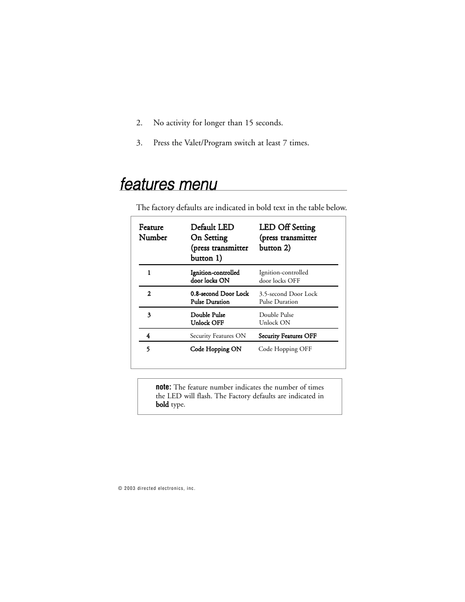 Ffe ea attu urre ess m me en nu u | Directed Electronics G312R User Manual | Page 42 / 55