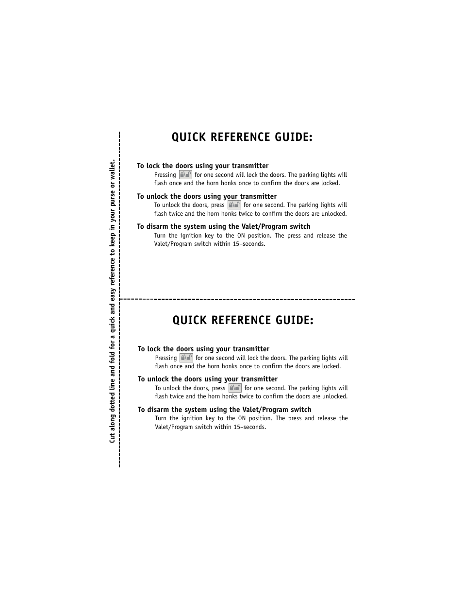 Quick reference guide | Directed Electronics G312R User Manual | Page 52 / 55