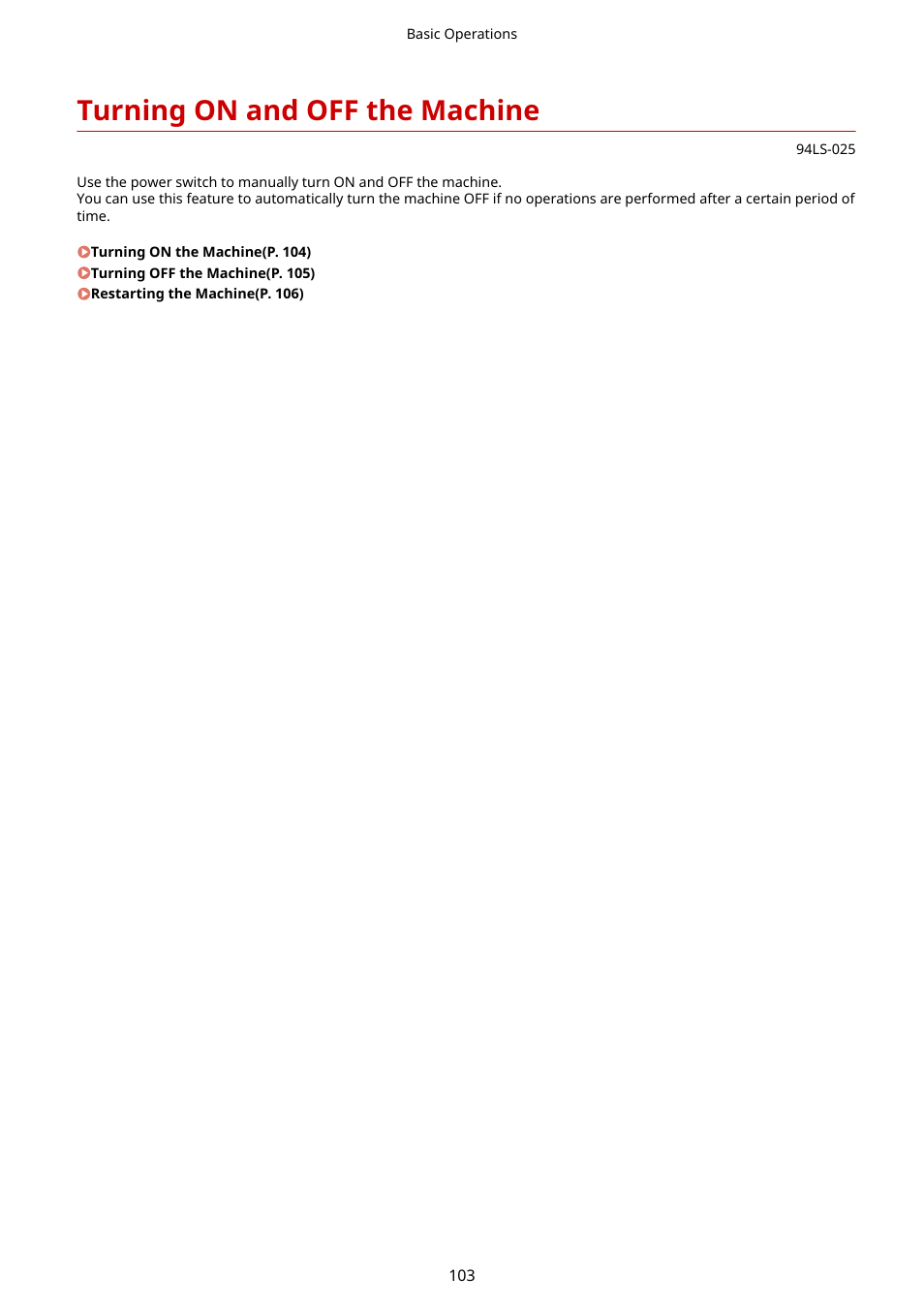 Turning on and off the machine, Turning on and off the machine(p. 103) | Canon imageCLASS MF275dw Wireless All-In-One Monochrome Laser Printer User Manual | Page 112 / 633