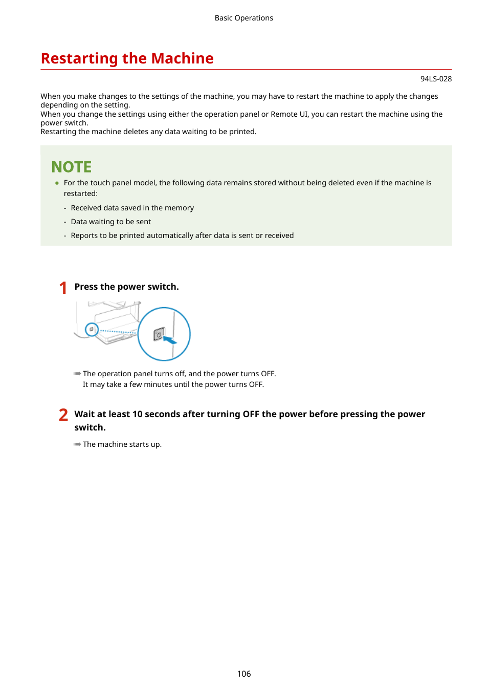 Restarting the machine | Canon imageCLASS MF275dw Wireless All-In-One Monochrome Laser Printer User Manual | Page 115 / 633