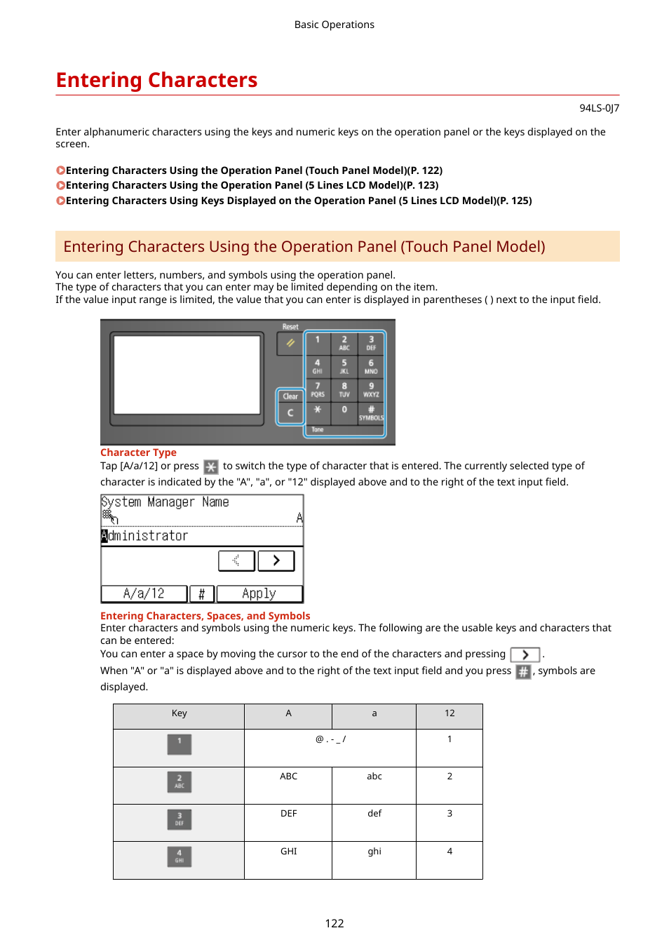 Entering characters, P. 122), Entering characters(p. 122) | Canon imageCLASS MF275dw Wireless All-In-One Monochrome Laser Printer User Manual | Page 131 / 633