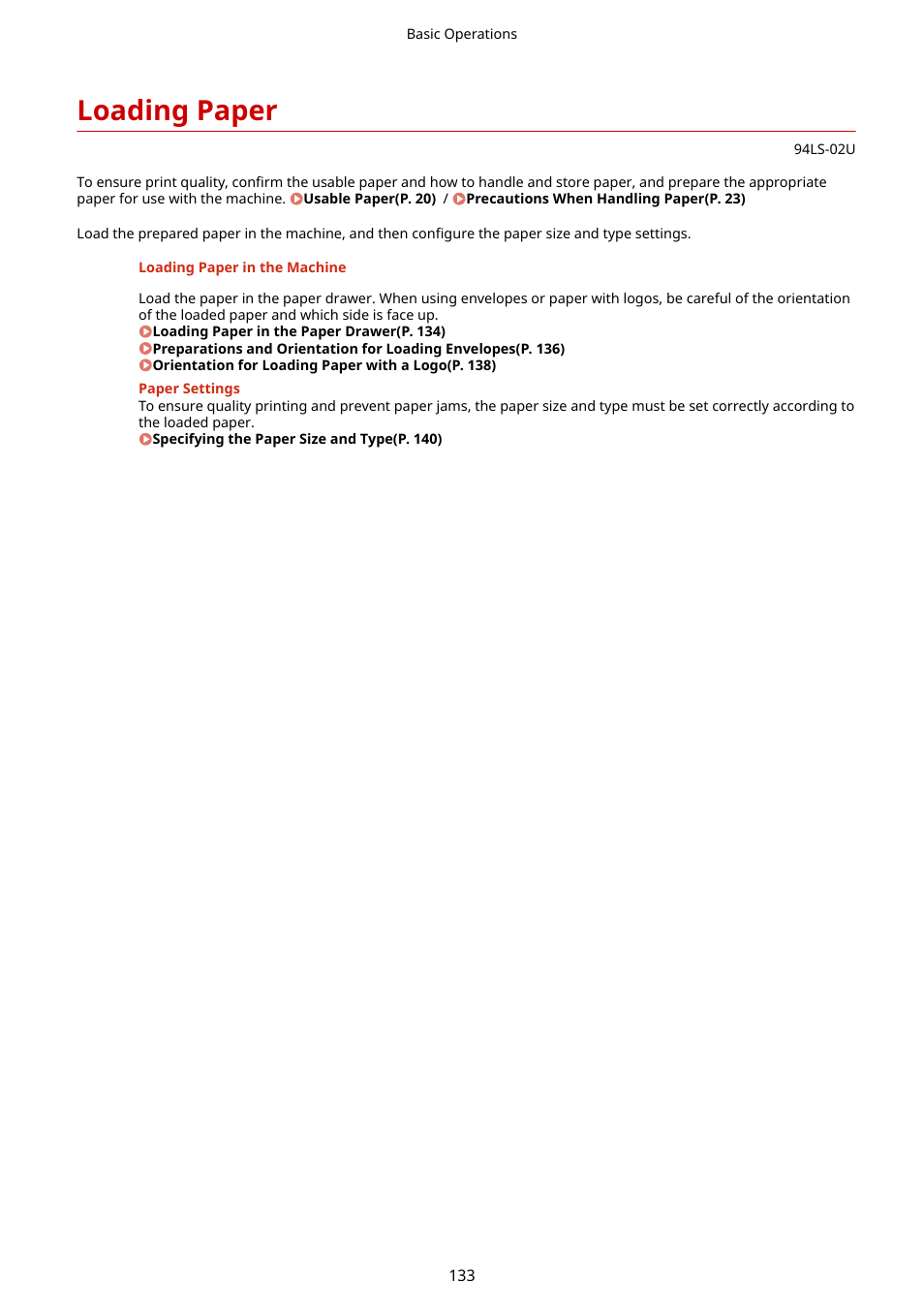 Loading paper, Loading paper(p. 133) | Canon imageCLASS MF275dw Wireless All-In-One Monochrome Laser Printer User Manual | Page 142 / 633