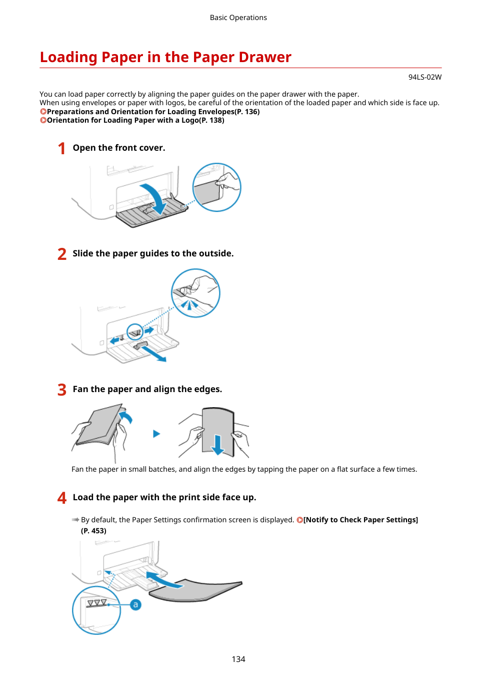 Loading paper in the paper drawer, Loading paper in the paper drawer(p. 134) | Canon imageCLASS MF275dw Wireless All-In-One Monochrome Laser Printer User Manual | Page 143 / 633