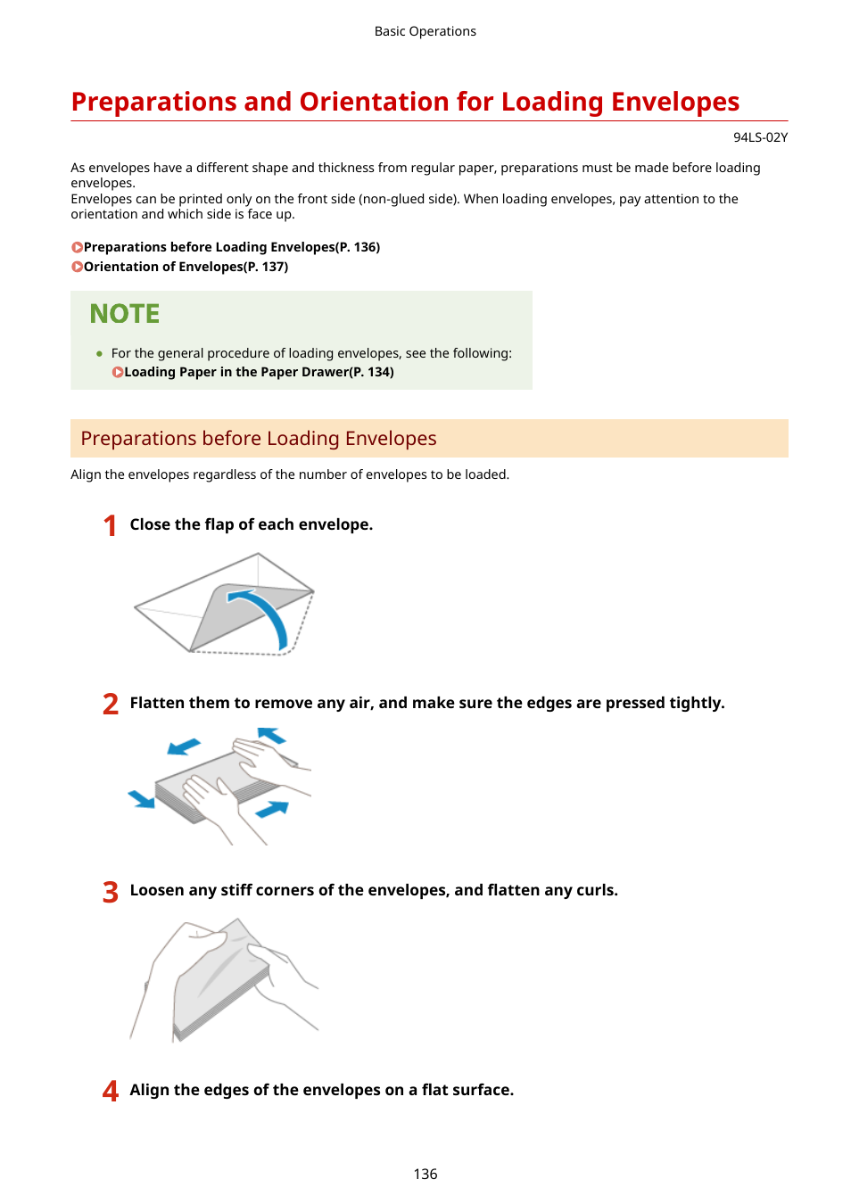 Preparations and orientation for loading envelopes | Canon imageCLASS MF275dw Wireless All-In-One Monochrome Laser Printer User Manual | Page 145 / 633