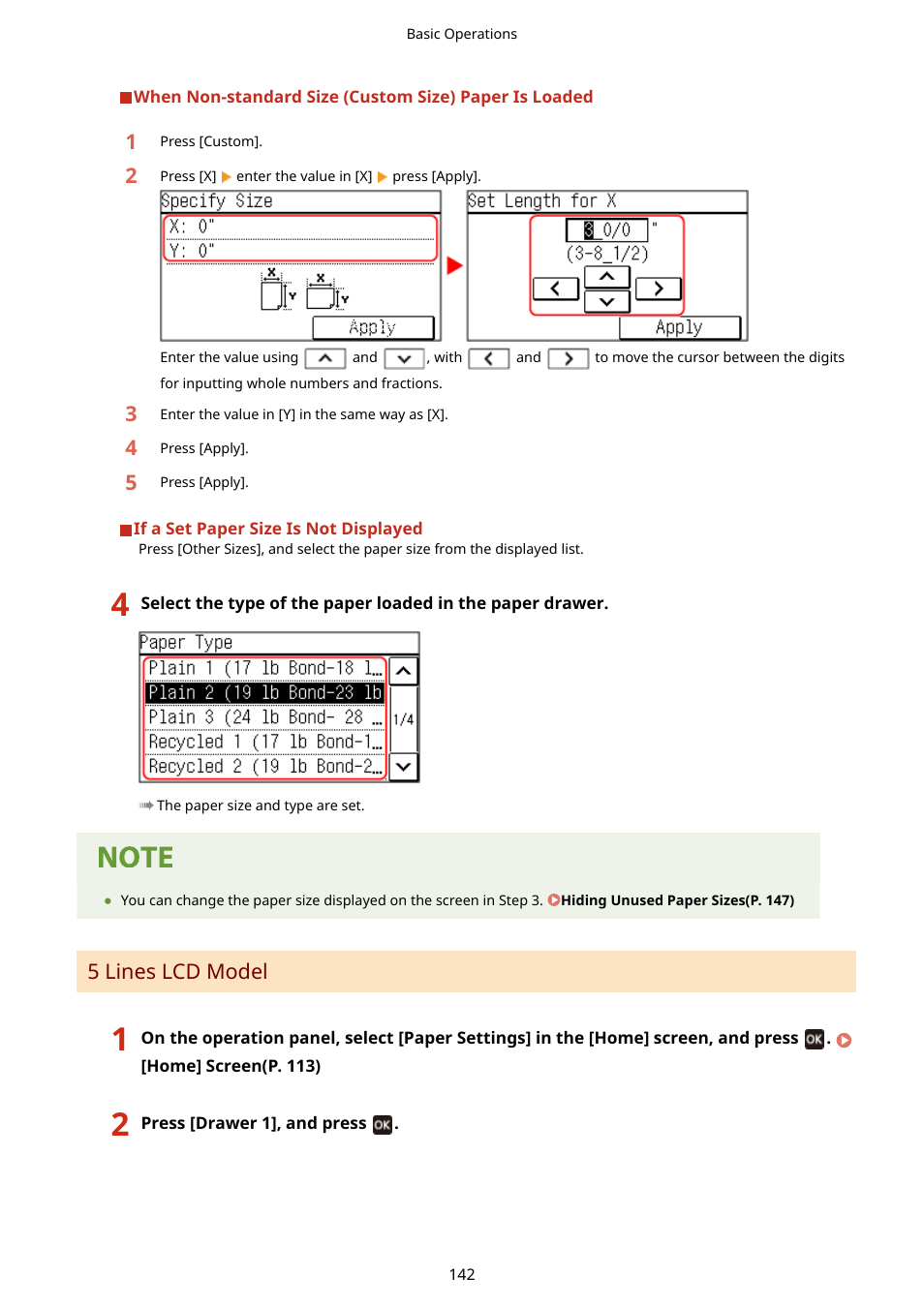 5 lines lcd model(p. 142) | Canon imageCLASS MF275dw Wireless All-In-One Monochrome Laser Printer User Manual | Page 151 / 633