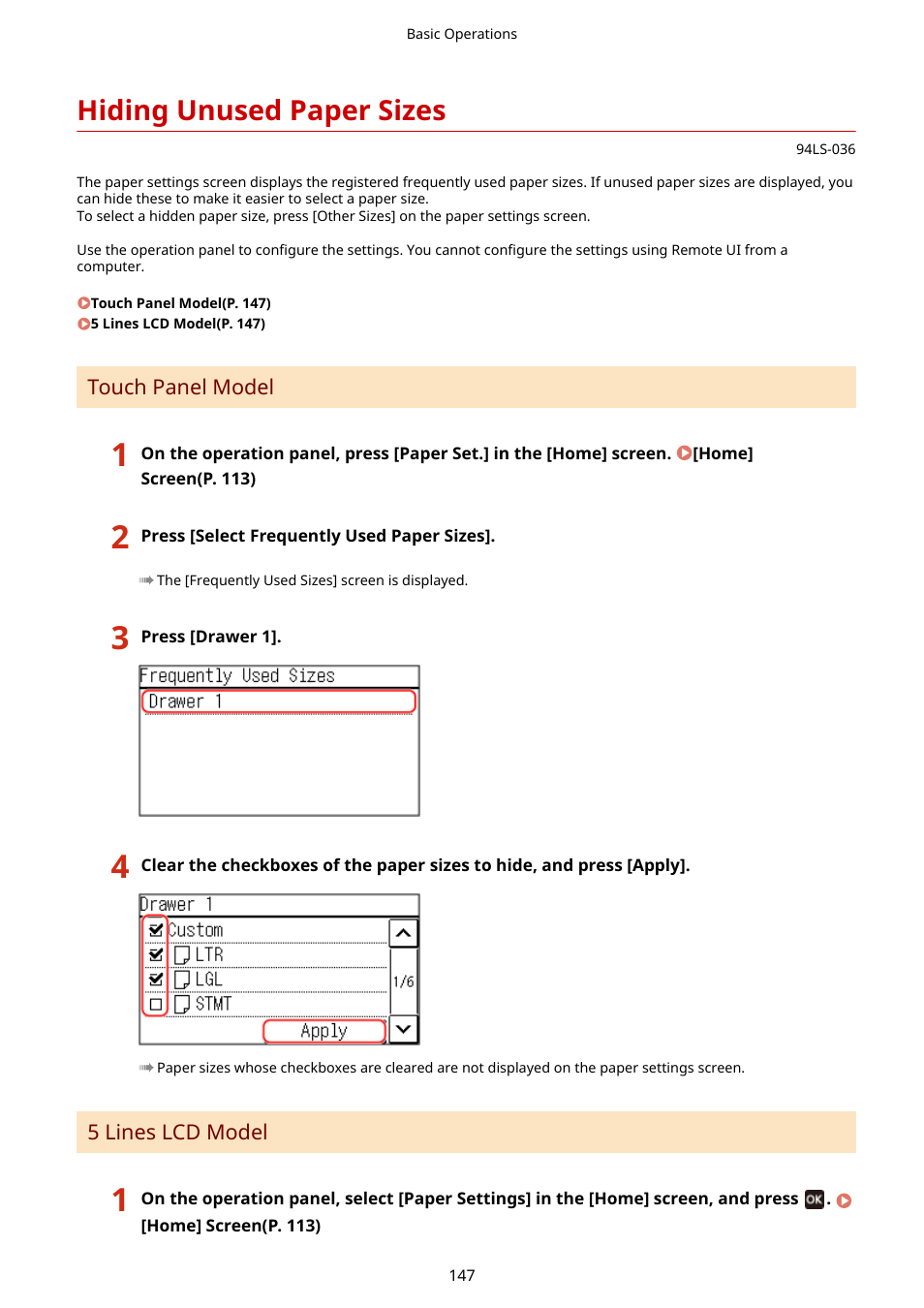 Hiding unused paper sizes | Canon imageCLASS MF275dw Wireless All-In-One Monochrome Laser Printer User Manual | Page 156 / 633