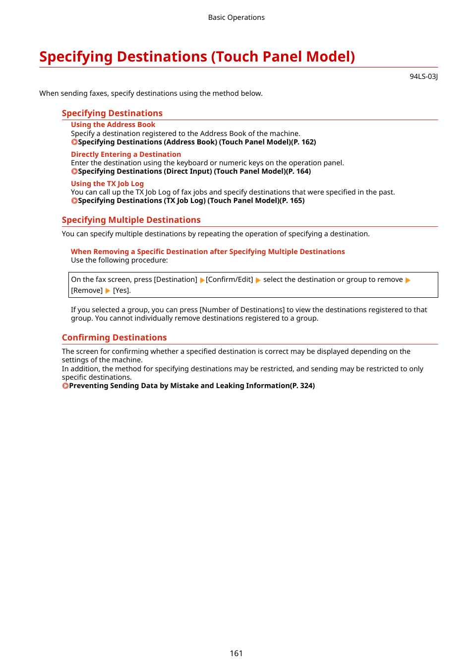 Specifying destinations (touch panel model) | Canon imageCLASS MF275dw Wireless All-In-One Monochrome Laser Printer User Manual | Page 170 / 633