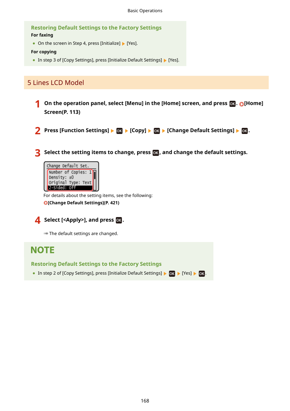 5 lines lcd model(p. 168) | Canon imageCLASS MF275dw Wireless All-In-One Monochrome Laser Printer User Manual | Page 177 / 633
