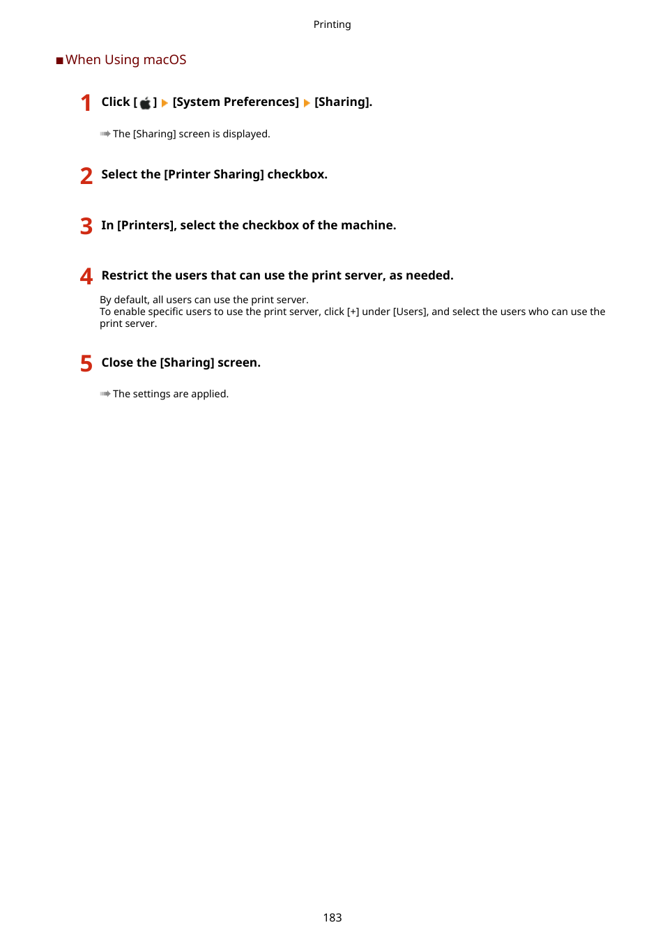 When using macos(p. 183) | Canon imageCLASS MF275dw Wireless All-In-One Monochrome Laser Printer User Manual | Page 192 / 633