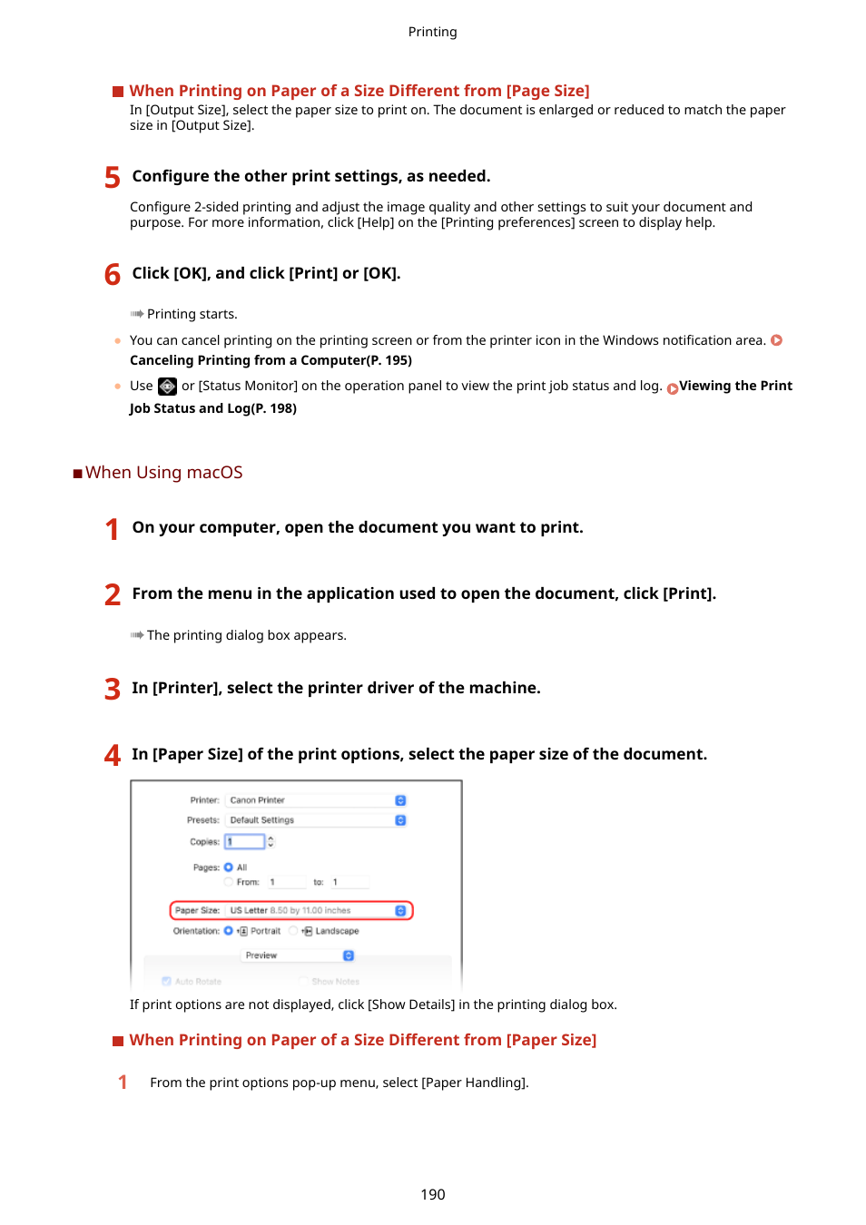 When using macos(p. 190) | Canon imageCLASS MF275dw Wireless All-In-One Monochrome Laser Printer User Manual | Page 199 / 633