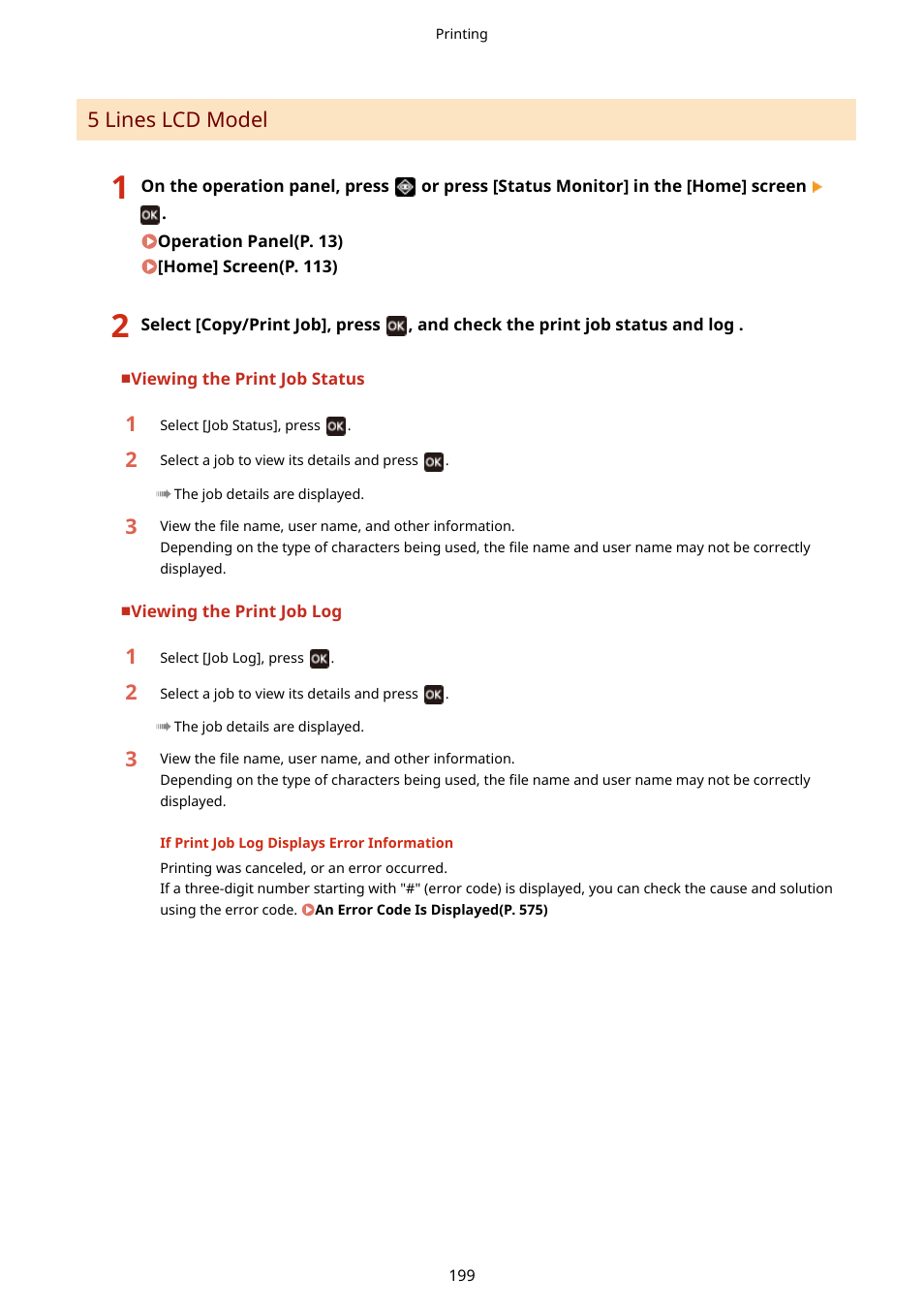 5 lines lcd model(p. 199), 5 lines lcd model | Canon imageCLASS MF275dw Wireless All-In-One Monochrome Laser Printer User Manual | Page 208 / 633