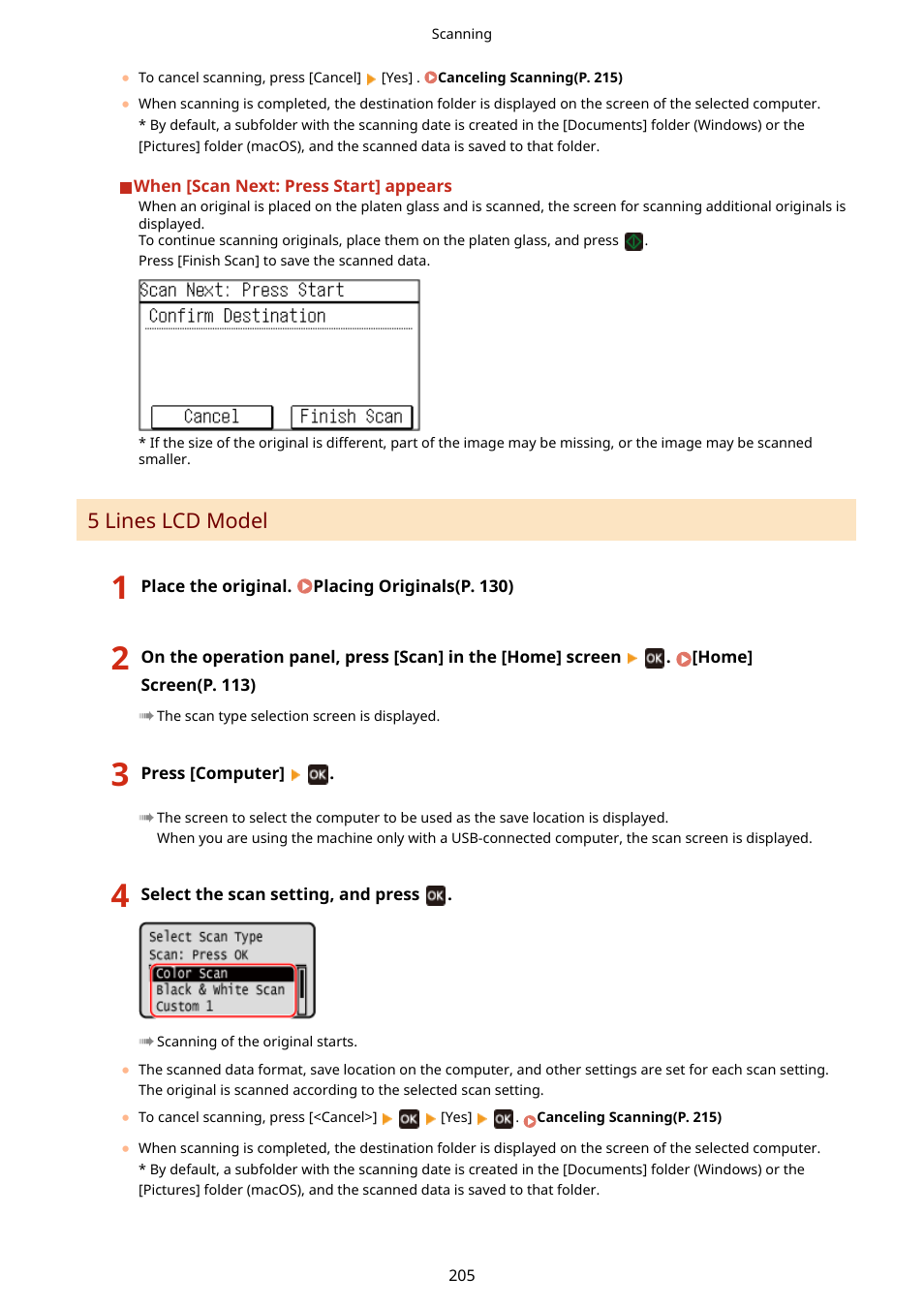5 lines lcd model(p. 205), 5 lines lcd model | Canon imageCLASS MF275dw Wireless All-In-One Monochrome Laser Printer User Manual | Page 214 / 633