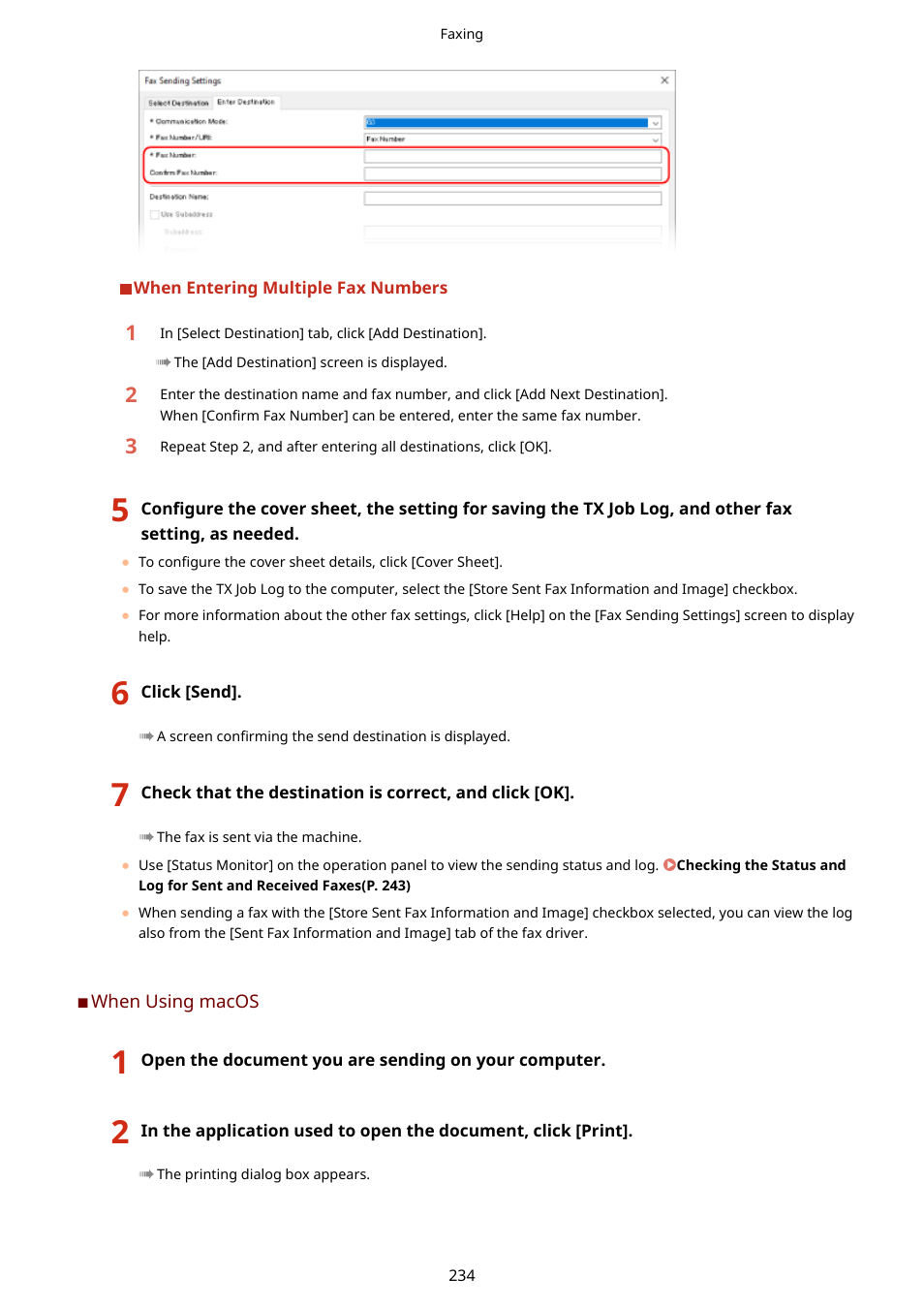 When using macos(p. 234) | Canon imageCLASS MF275dw Wireless All-In-One Monochrome Laser Printer User Manual | Page 243 / 633