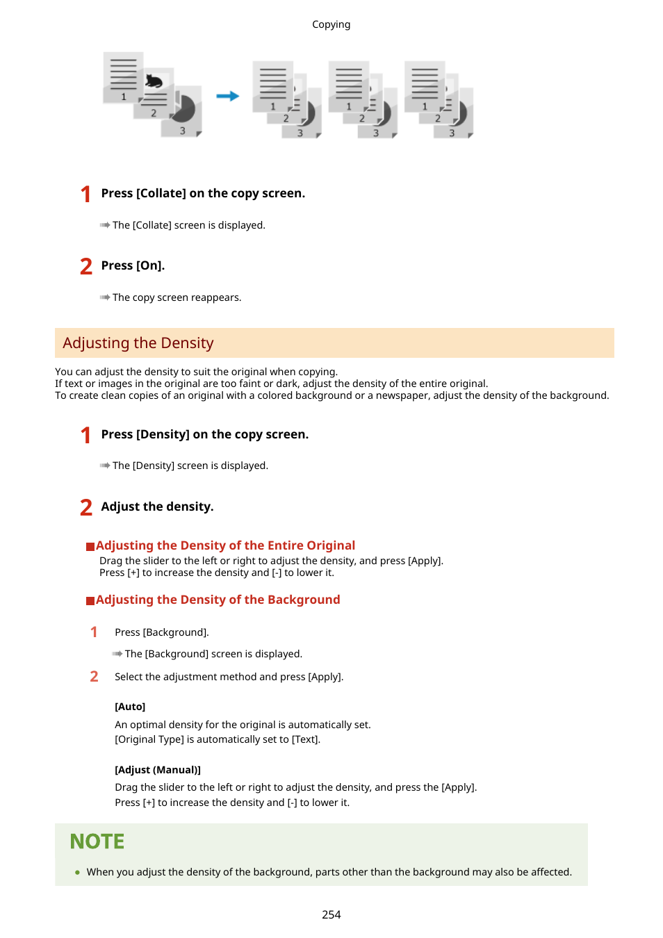 Adjusting the density(p. 254) | Canon imageCLASS MF275dw Wireless All-In-One Monochrome Laser Printer User Manual | Page 263 / 633