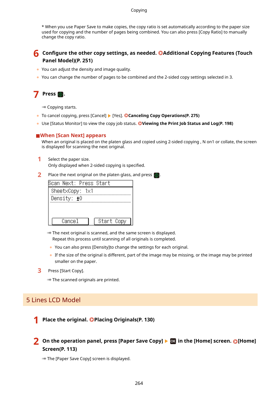 5 lines lcd model(p. 264), 5 lines lcd model | Canon imageCLASS MF275dw Wireless All-In-One Monochrome Laser Printer User Manual | Page 273 / 633