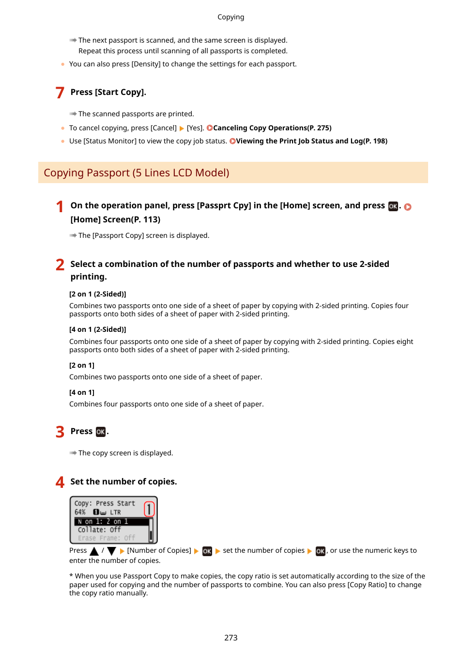 Copying passport (5 lines lcd model) | Canon imageCLASS MF275dw Wireless All-In-One Monochrome Laser Printer User Manual | Page 282 / 633