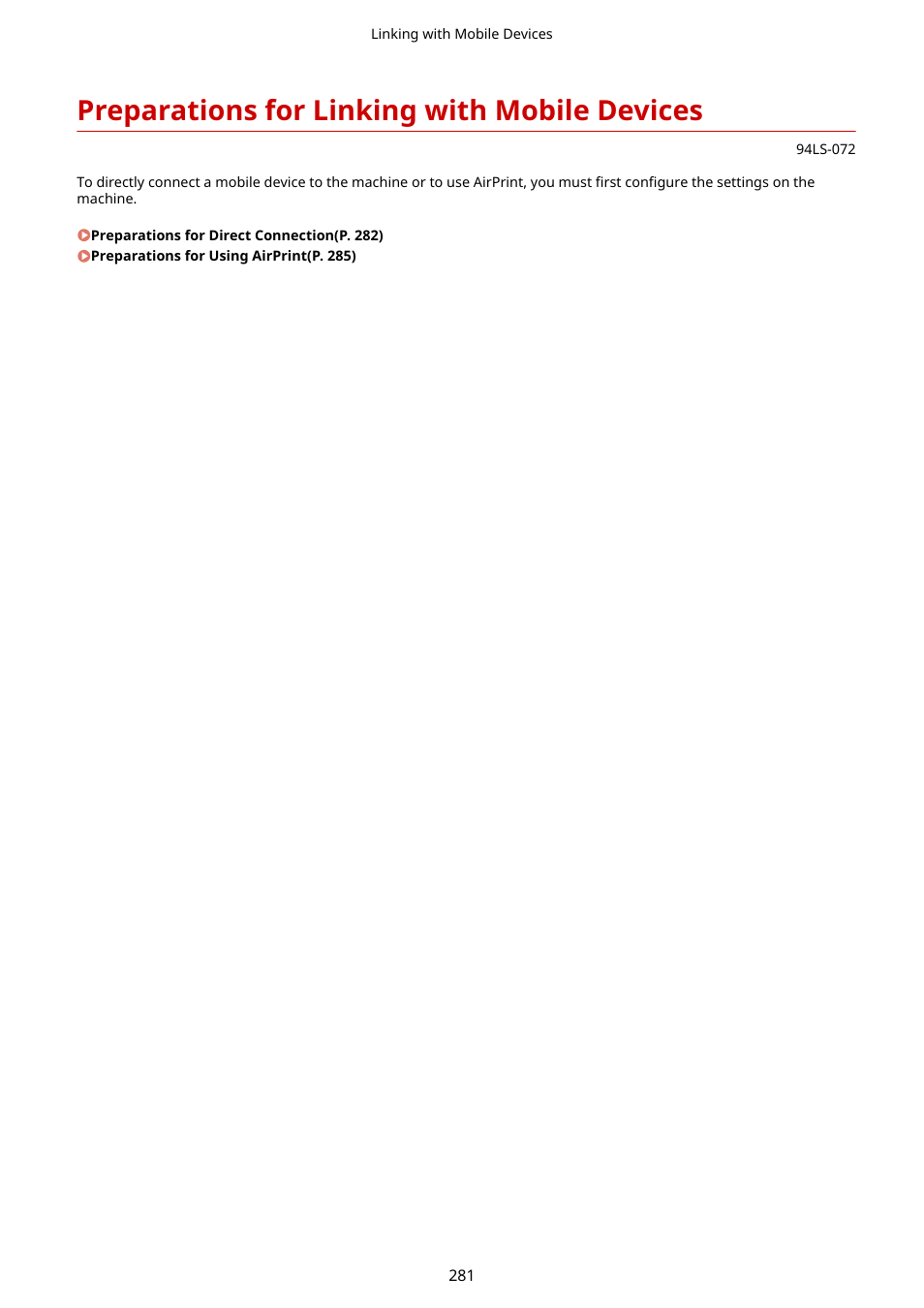Preparations for linking with mobile devices | Canon imageCLASS MF275dw Wireless All-In-One Monochrome Laser Printer User Manual | Page 290 / 633