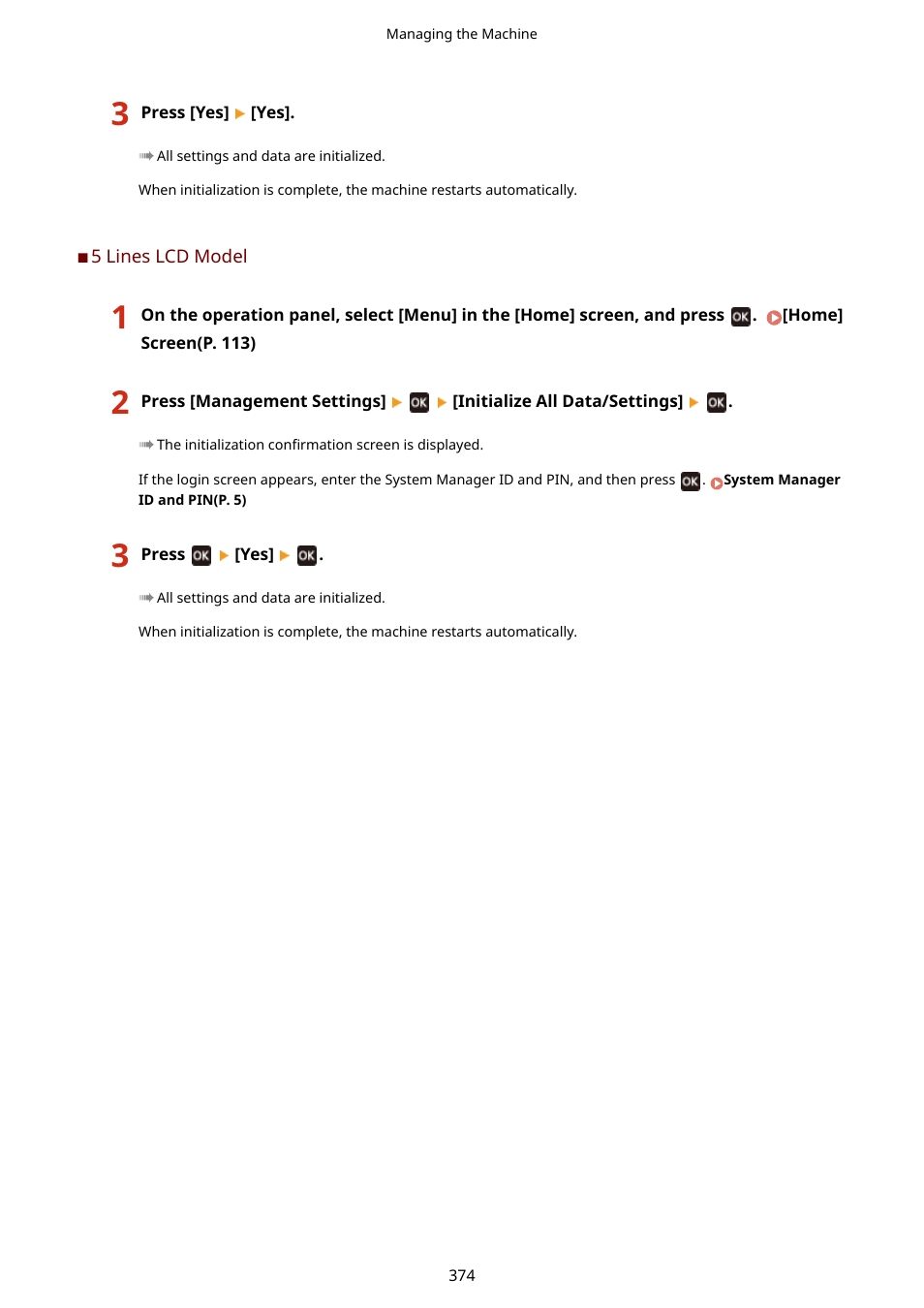 5 lines lcd model(p. 374) | Canon imageCLASS MF275dw Wireless All-In-One Monochrome Laser Printer User Manual | Page 383 / 633