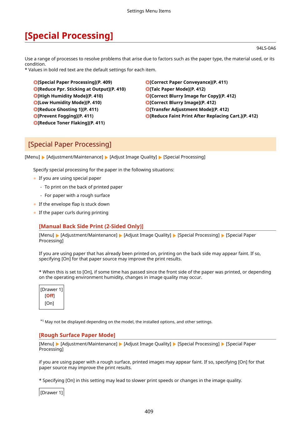 Special processing, Special paper processing | Canon imageCLASS MF275dw Wireless All-In-One Monochrome Laser Printer User Manual | Page 418 / 633