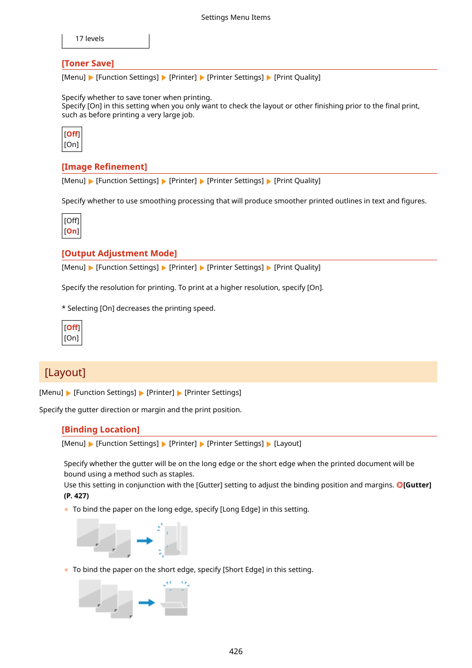 Layout](p. 426), Layout | Canon imageCLASS MF275dw Wireless All-In-One Monochrome Laser Printer User Manual | Page 435 / 633