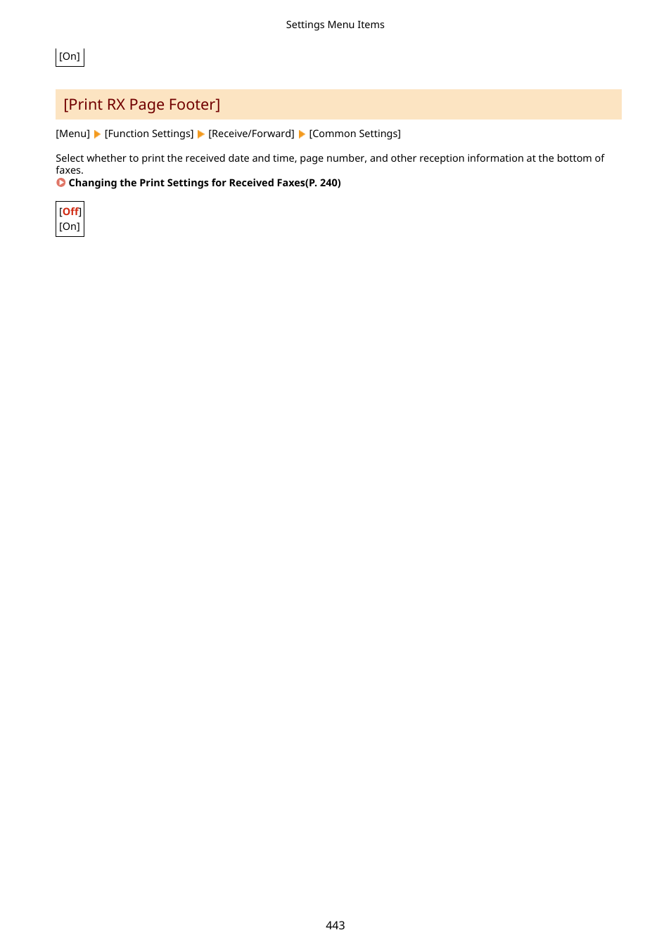 Print rx page footer | Canon imageCLASS MF275dw Wireless All-In-One Monochrome Laser Printer User Manual | Page 452 / 633