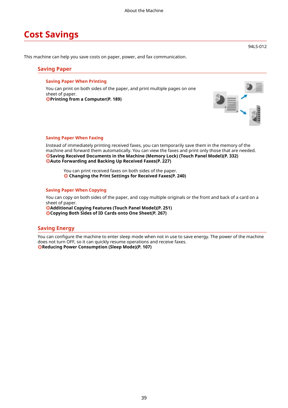 Cost savings, Cost savings(p. 39) | Canon imageCLASS MF275dw Wireless All-In-One Monochrome Laser Printer User Manual | Page 48 / 633