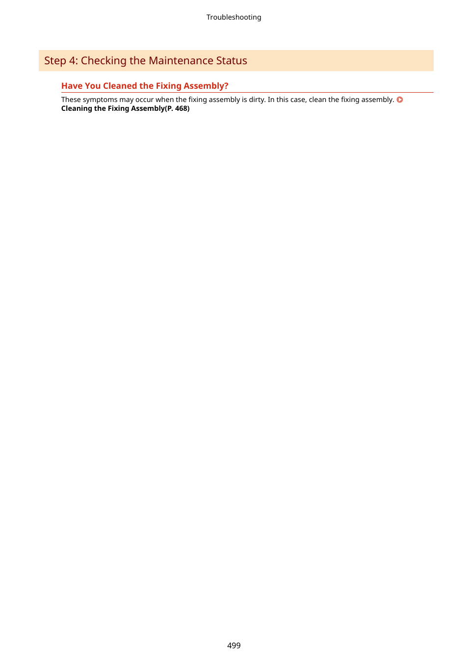Step 4: checking the maintenance status(p. 499), Step 4: checking the maintenance status | Canon imageCLASS MF275dw Wireless All-In-One Monochrome Laser Printer User Manual | Page 508 / 633