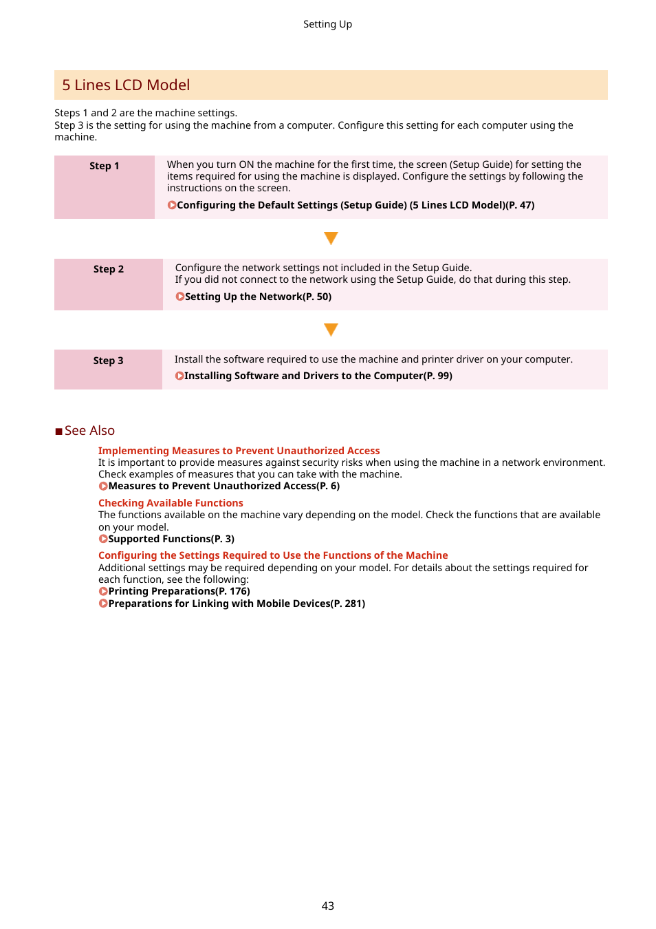 5 lines lcd model(p. 43), 5 lines lcd model | Canon imageCLASS MF275dw Wireless All-In-One Monochrome Laser Printer User Manual | Page 52 / 633