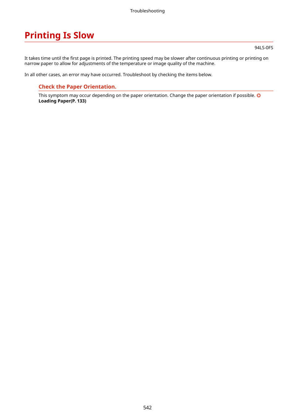 Printing is slow, Printing is slow(p. 542) | Canon imageCLASS MF275dw Wireless All-In-One Monochrome Laser Printer User Manual | Page 551 / 633