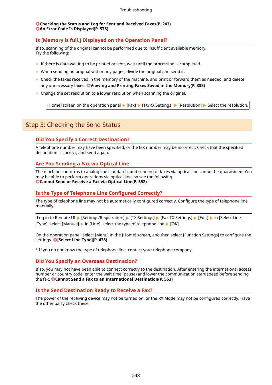 Step 3: checking the send status(p. 548), Step 3: checking the send status | Canon imageCLASS MF275dw Wireless All-In-One Monochrome Laser Printer User Manual | Page 557 / 633