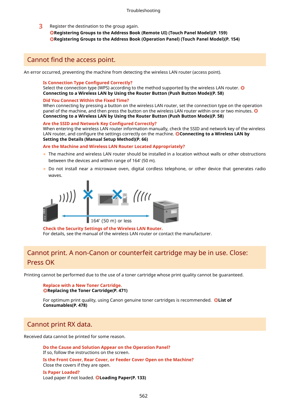 Cannot find the access point, Cannot print rx data | Canon imageCLASS MF275dw Wireless All-In-One Monochrome Laser Printer User Manual | Page 571 / 633